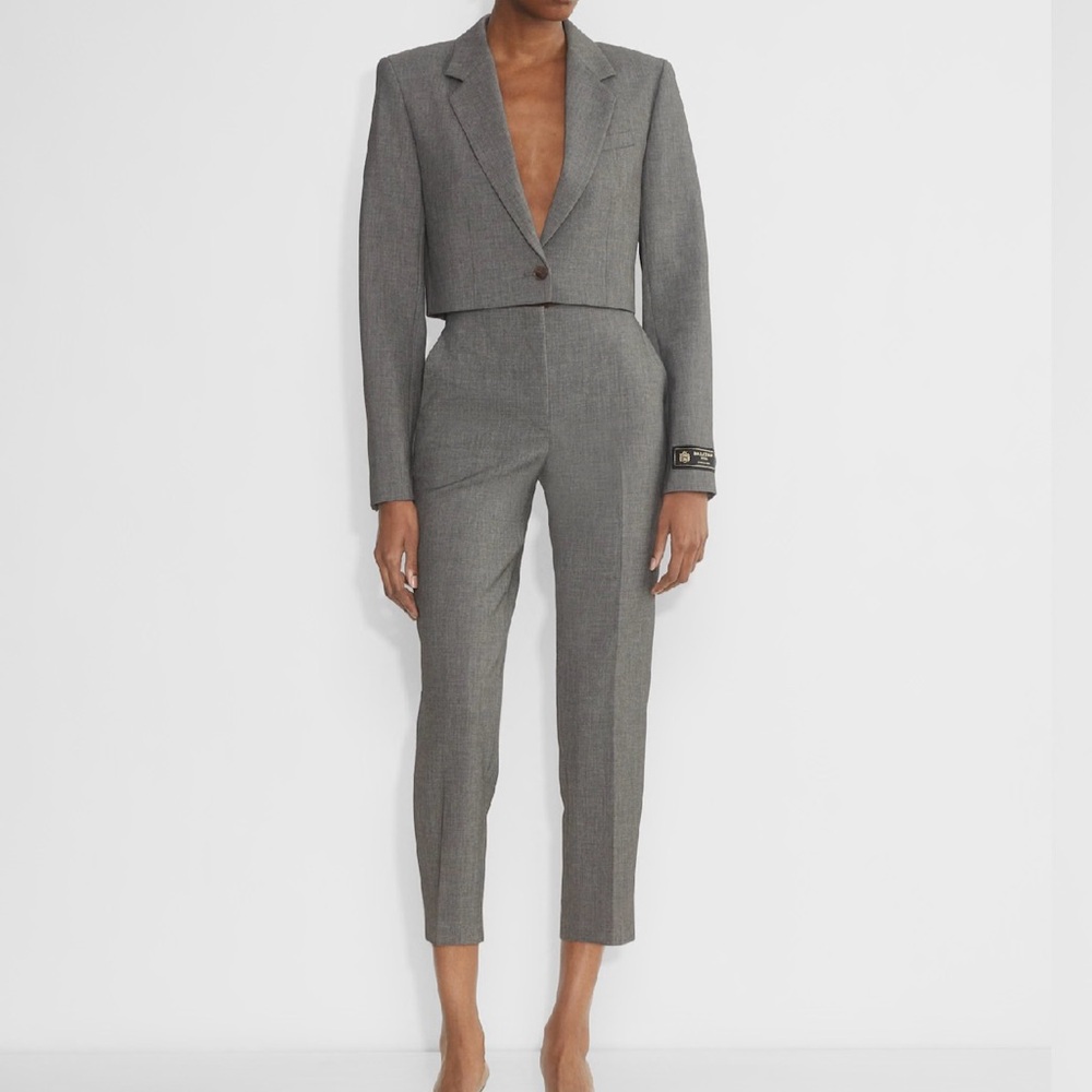 Gray Women's Cropped Blazer